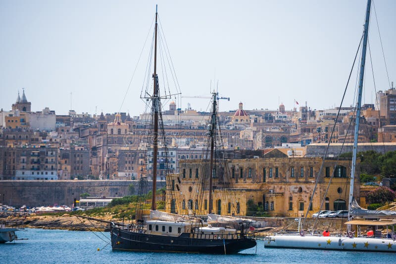 Ship in the Port of Valletta Stock Photo - Image of cityscape, ocean ...