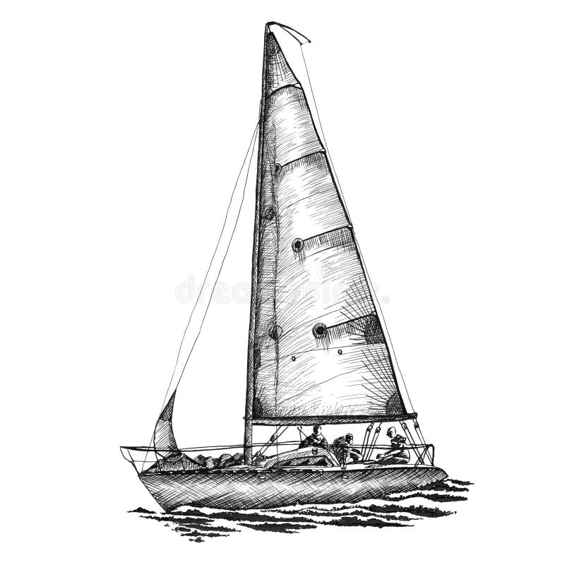 old yacht drawing