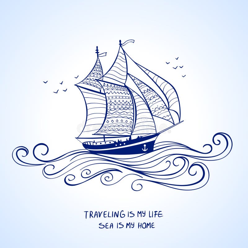 Ship silhouette royalty free illustration