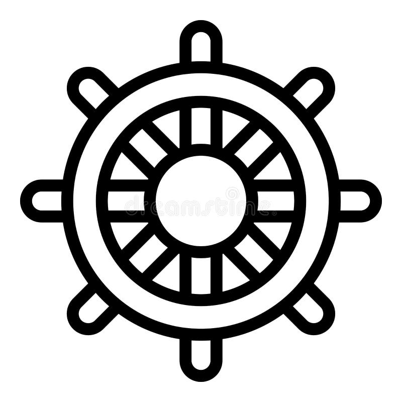 Steering Ship Wheel Icon, Outline Style Stock Vector Illustration of