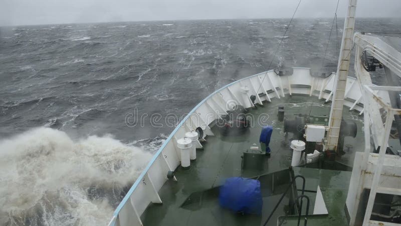 The ship is in a storm at sea