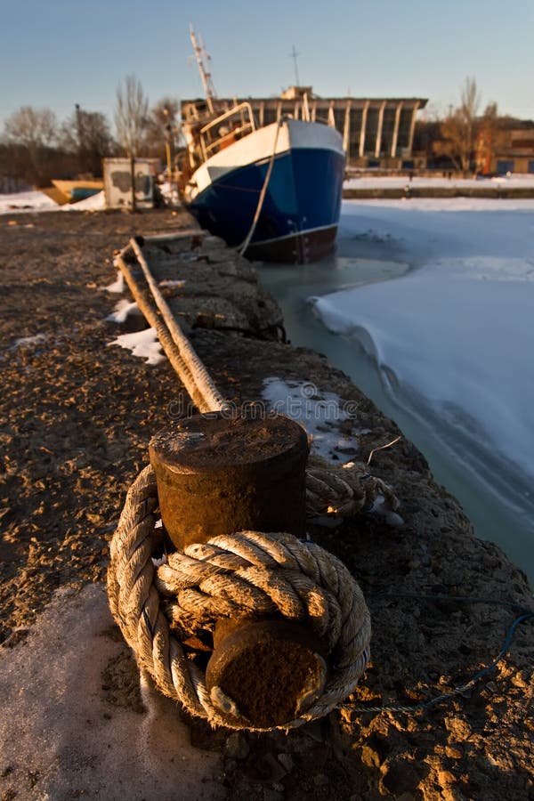 Ship stuck in frozen water