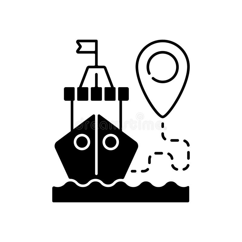 Ship Tracking Black Linear Icon Stock Vector - Illustration of research, industry: