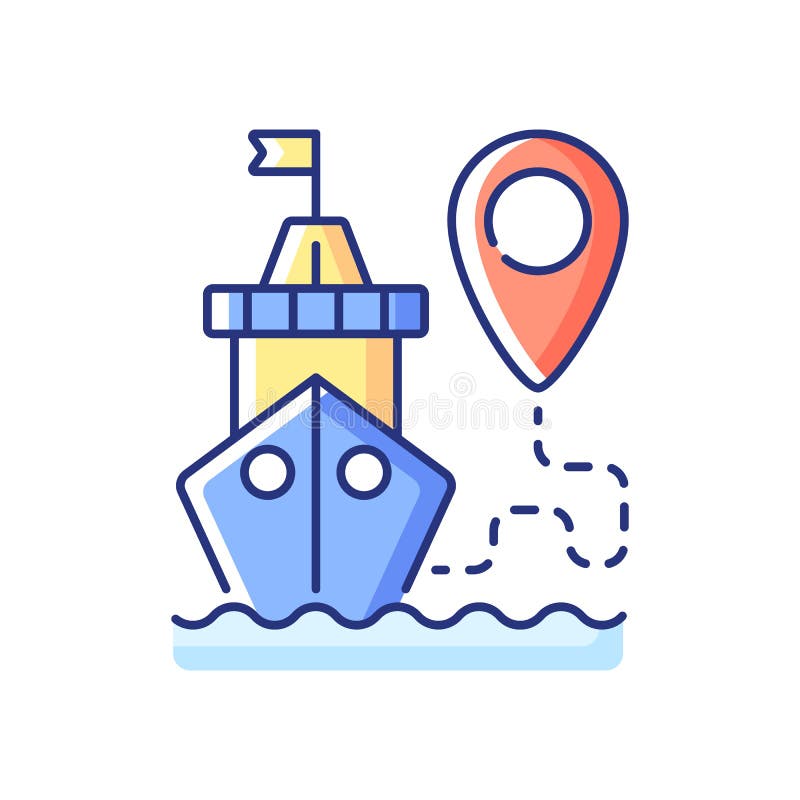 Ship Tracking RGB Color Icon Stock Vector - Illustration logistic, online: 215336799