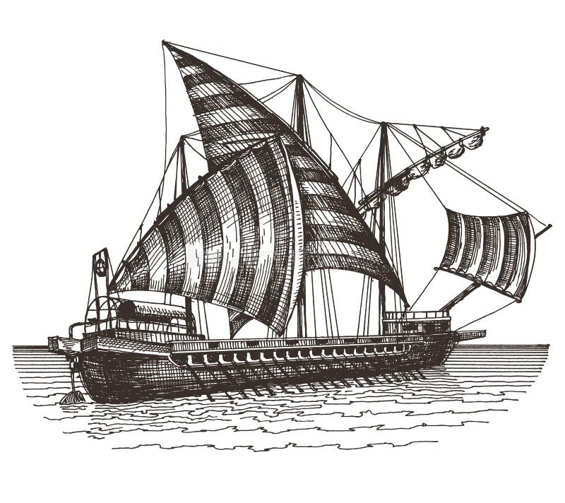 Sailing ship stock vector. Illustration of hand, sailing - 32838102