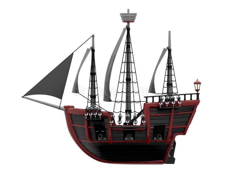 Ship wooden ancient cartoon side