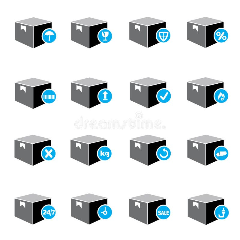 Shipping Box Icons, Carton Box Symbol Stock Images - Image: 36780914