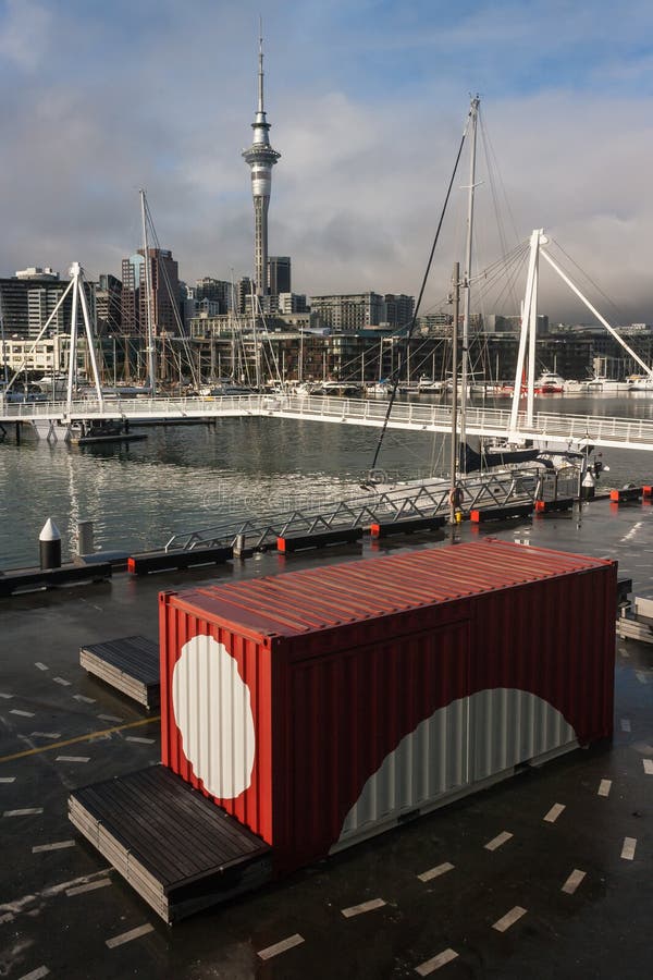 Shipping Container in Auckland Harbour Stock Photo Image of dock