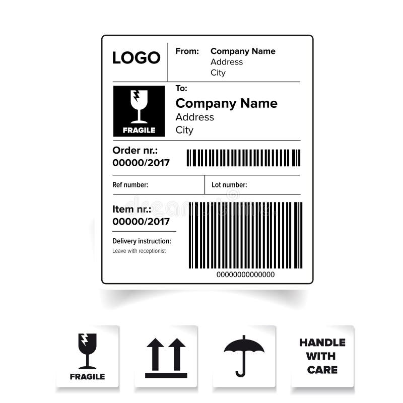 Shipping Label Barcode Template Stock Vector - Illustration of symbols,  graphic: 99813271