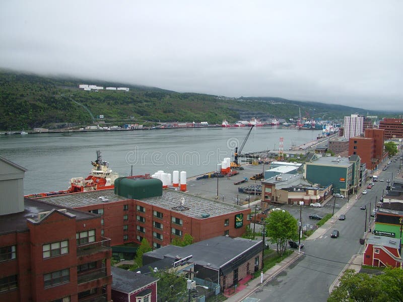 Ships in St. John`s Harbour, Newfoundland, Canada. Editorial Image
