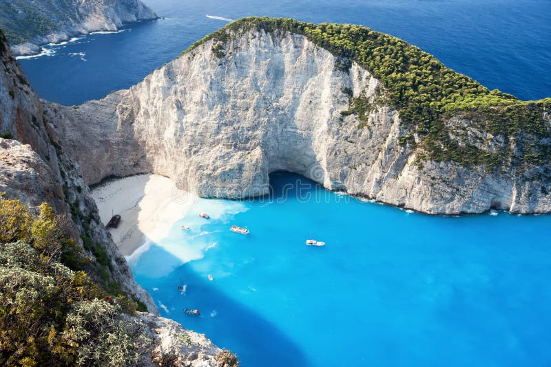 Shipwrech na praia de Navagio, Zakinthos, Zante, Zakynthos foto de stock royalty free Shipwrech na praia de Navagio, Zakinthos, Zante, Zakynthos foto de stock royalty free