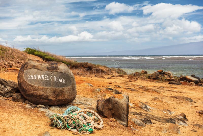 Shipwreck beach in Lanai island, Hawaii. Tourist attraction