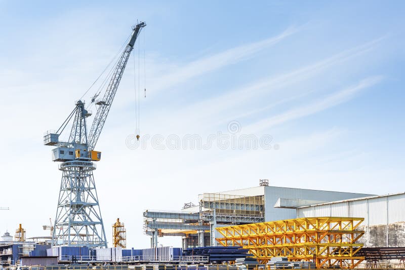 Shipyard of Fincantieri, working to build a new ship .