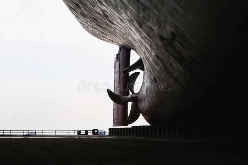 Cargo moored in floating dry dock under repairing and maintenance