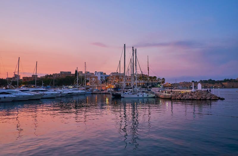 Twilight Above the Msida Yacht Marina, Malta Stock Image - Image of ...