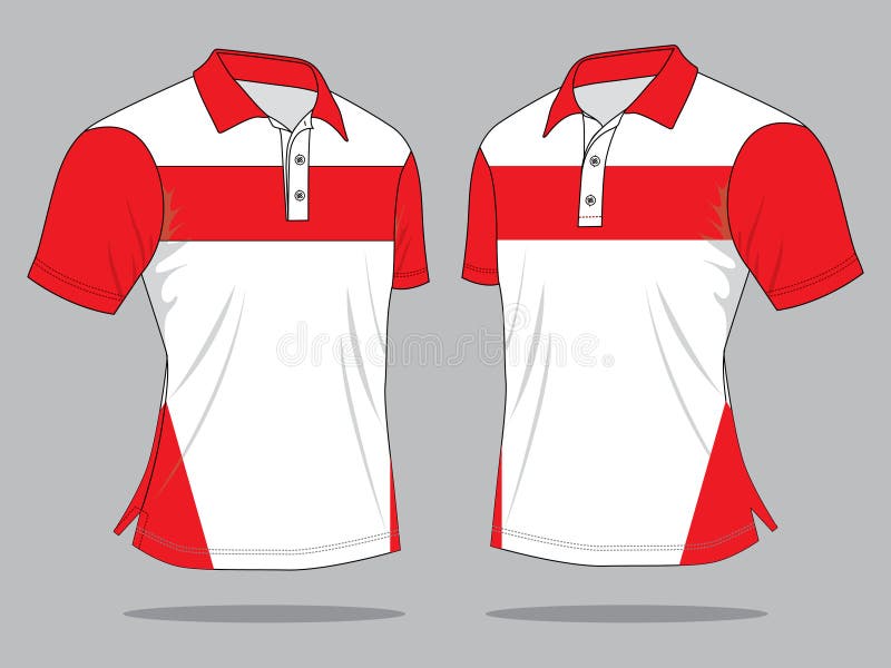 White-Red Short Sleeve Polo Shirt Design Stock Illustration ...