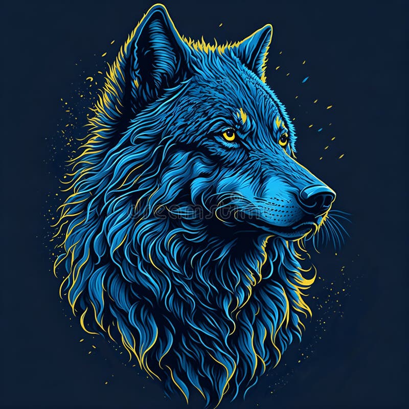 Shirt-Design mit Wolfportrait. ai-generierte Abbildung stockfotos