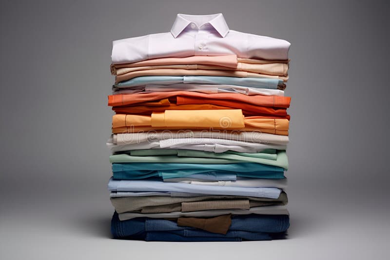Shirt Folded and Ironed in the Dry Cleaners. AI Generated Stock Image