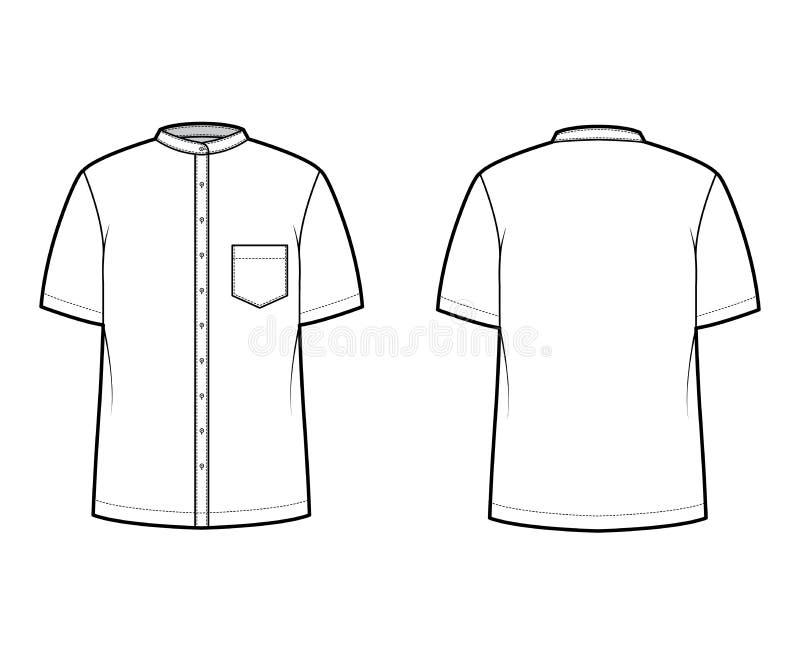 Mandarin Collar Shirt Stock Illustrations – 164 Mandarin Collar Shirt ...