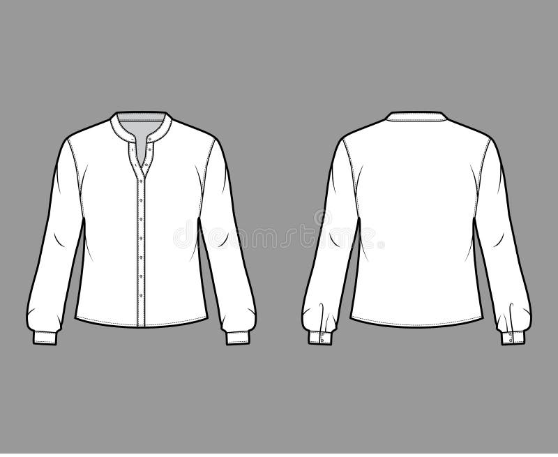 Mandarin Collar Shirt Stock Illustrations – 150 Mandarin Collar Shirt ...