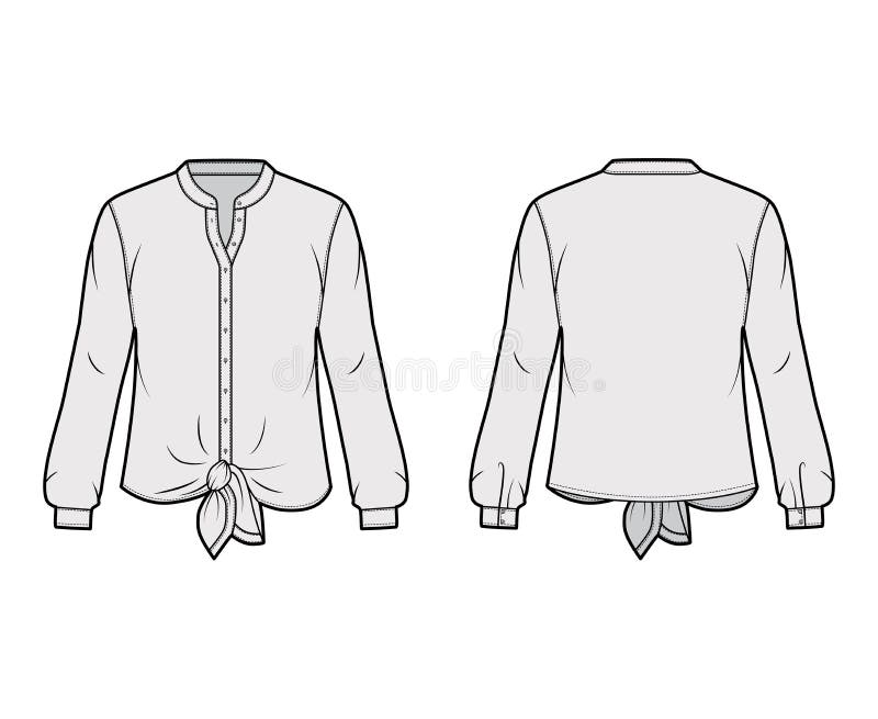 Mandarin Collar Shirt Cad Stock Illustrations – 87 Mandarin Collar ...