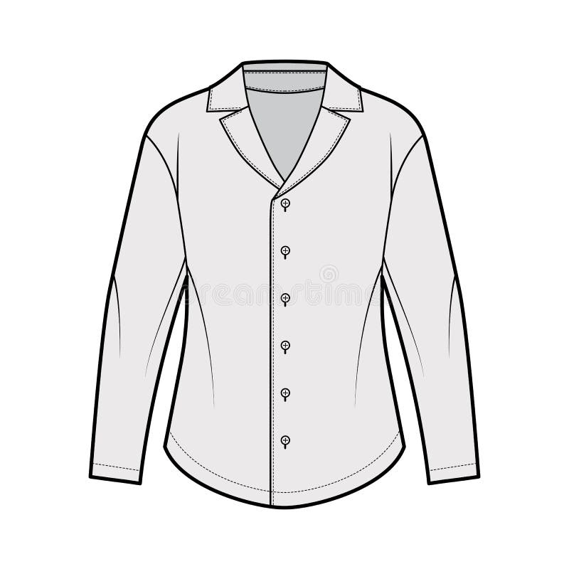 Shirt Technical Fashion Illustration with Relaxed Silhouette, Retro ...