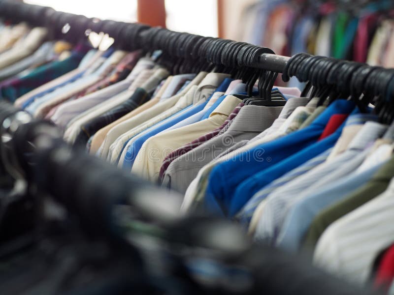 Shirts in Second Hand Store. Stock Image - Image of colour, colorful ...