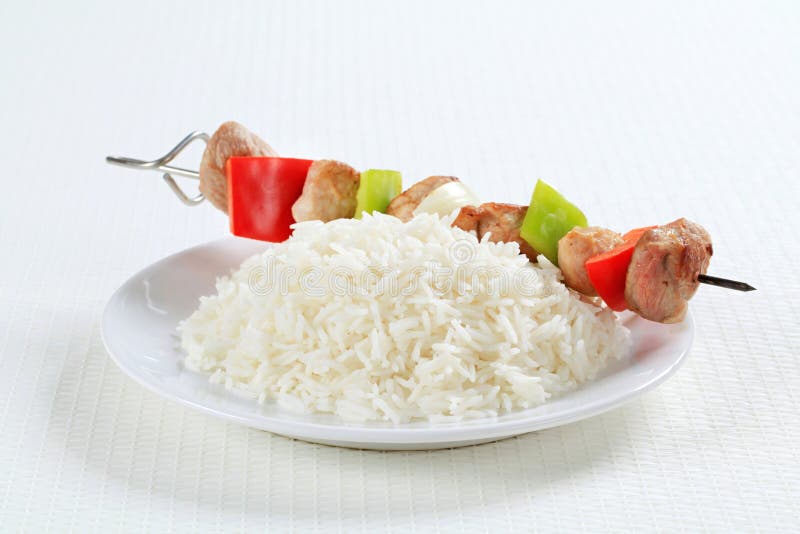 Shish kebabs with rice