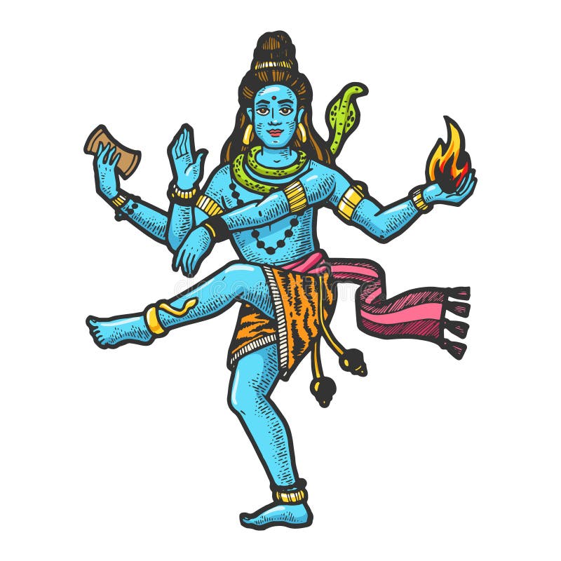Shiva Indian God Engraving Vector Illustration Stock Vector - Illustration  of design, drawn: 160544747