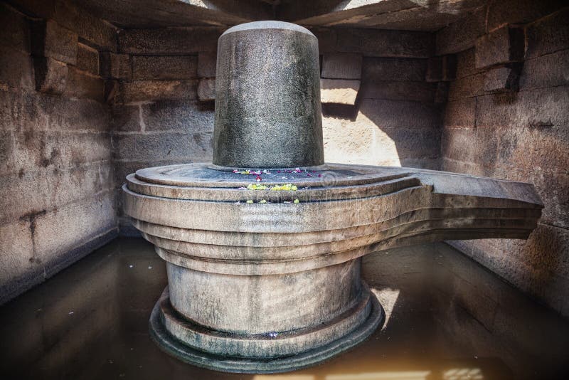 Shiva Lingam in Hampi. Shiva Lingam in Lakshmi temple near Narasimha statue in Hampi, Karnataka, India royalty free stock images