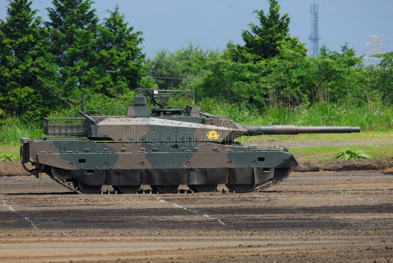 Shizuoka Prefecture, Japan - July 10, 2011: Japan Ground Self-Defense Force Mitsubishi Type 10 MBT (Main Battle Tank). Shizuoka Prefecture, Japan - July 10, 2011: Japan Ground Self-Defense Force Mitsubishi Type 10 MBT (Main Battle Tank).