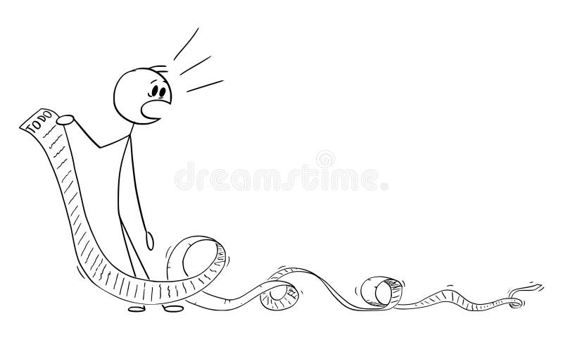 Shocked person and To Do List, Vector Cartoon Stick Figure Illustration vector illustration