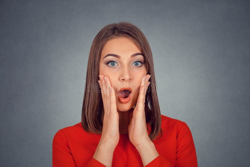 Shocked surpreendeu a mulher chocado fotos de stock Shocked surpreendeu a mulher chocado fotos de stock