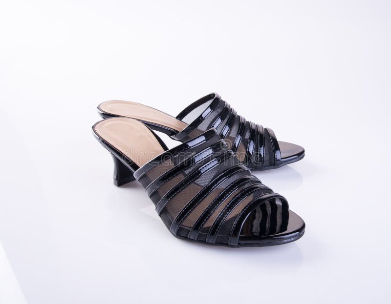 Shoe or Black Color Lady Shoes on a Background. Stock Image Image of