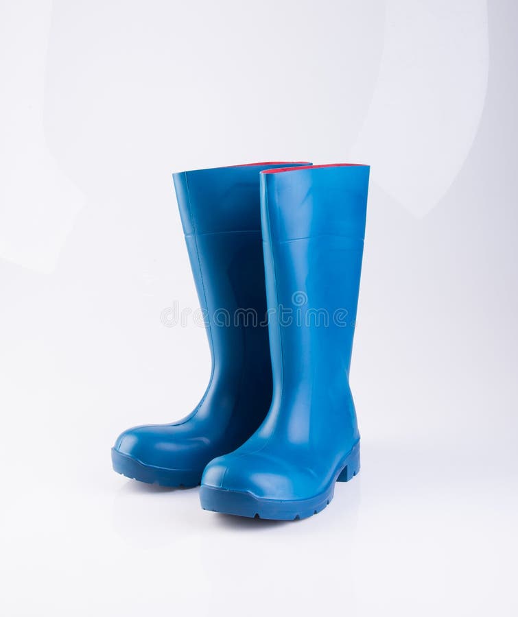 Shoe or Blue Color Rubber Boots on a Background. Stock Image - Image of ...
