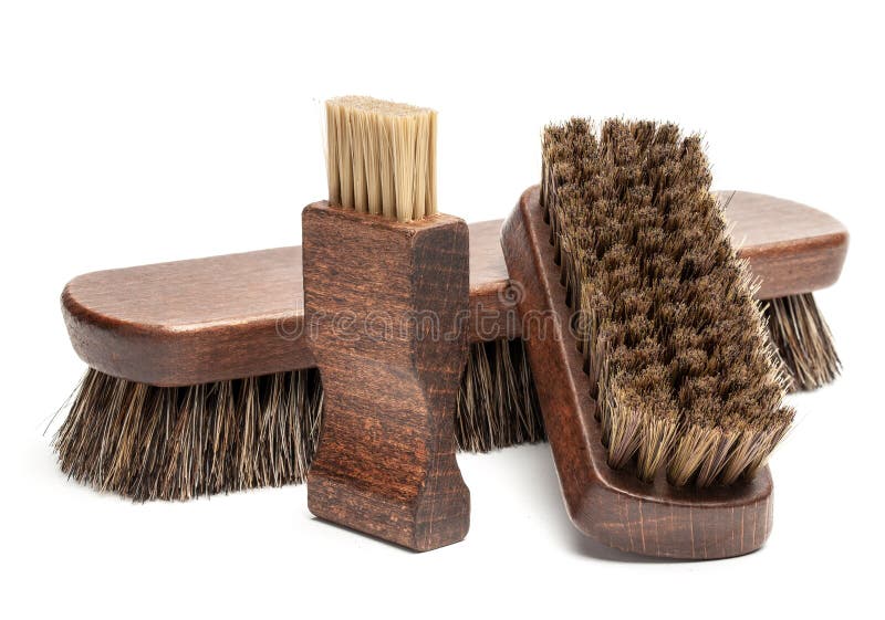 Shoe Brushes and Horsehair Polishing Brush Isolated on White Background  Stock Photo - Image of shoe, polishing: 184333210