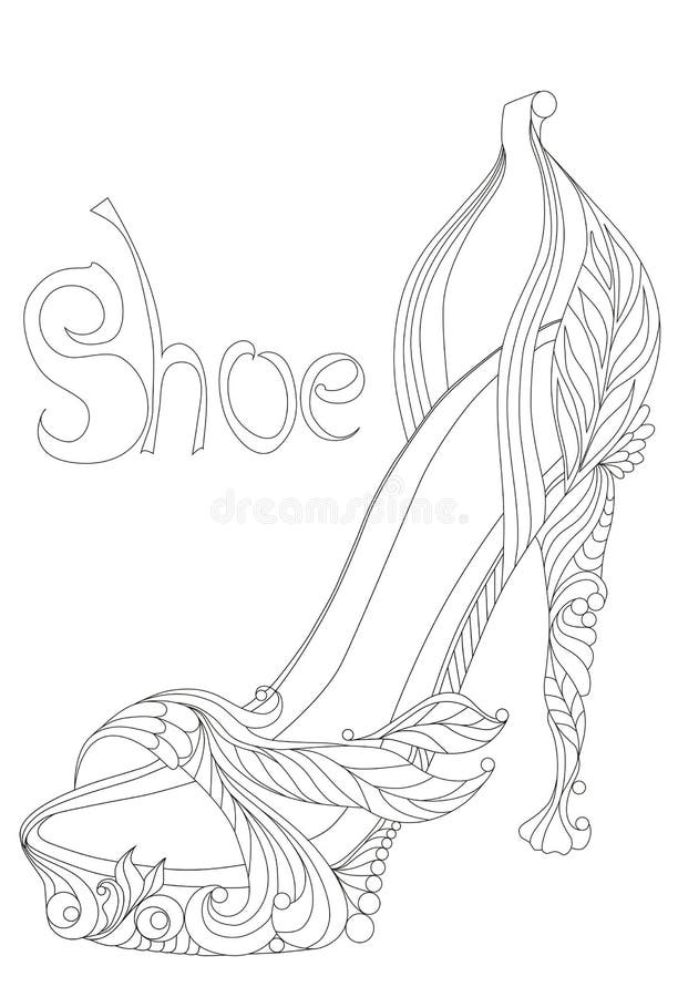 Shoe Coloring Page for Adults. Stock Vector Illustration of contour