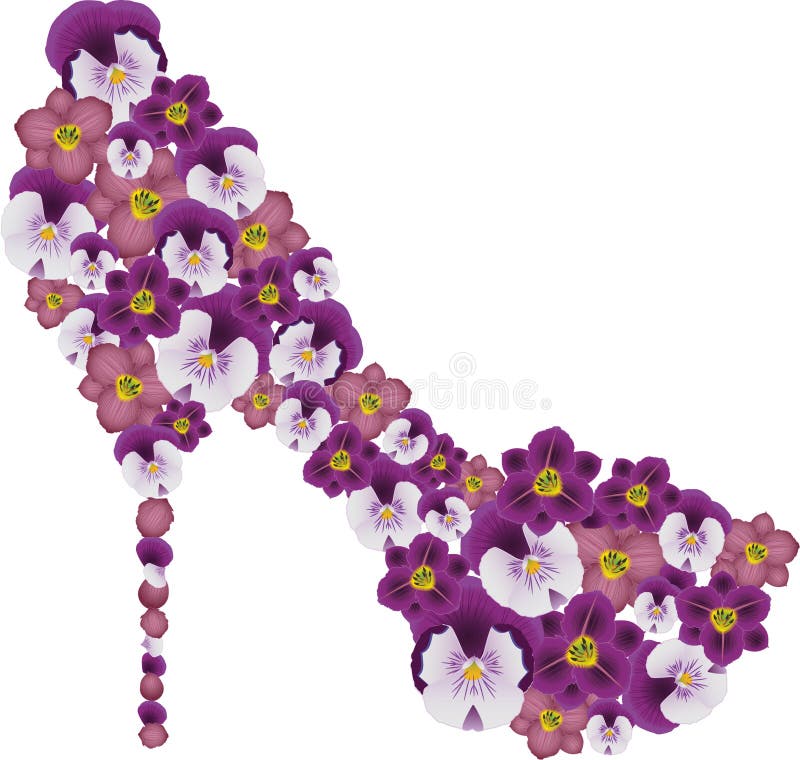 Shoe Decorated with Flowers. Stock Vector Illustration of creative