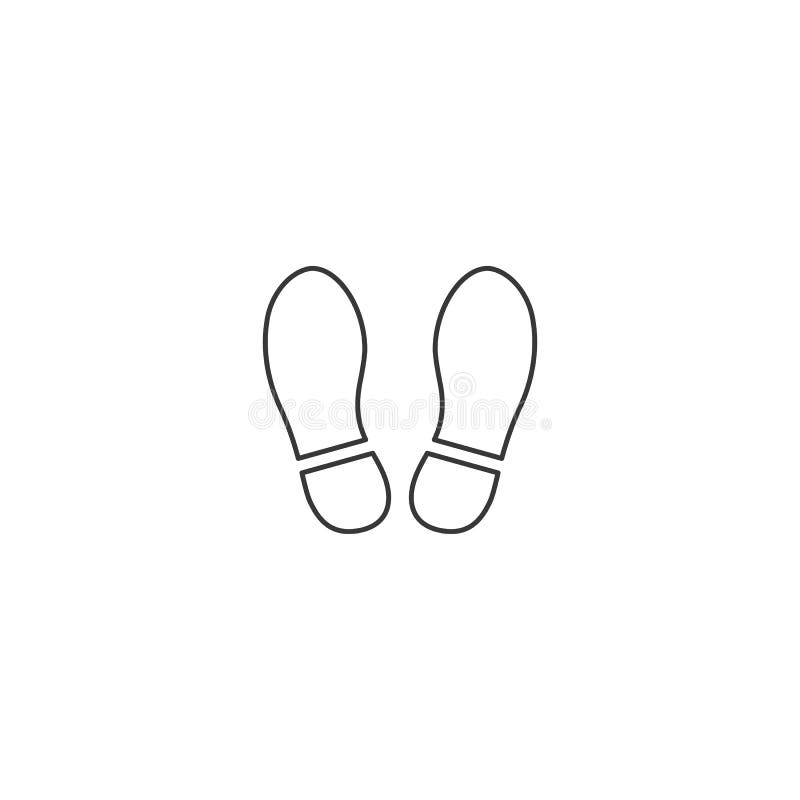 Shoe footprint icon. Vector footwears. Flat line style. Black silhouettes. Illustration isolated on white background