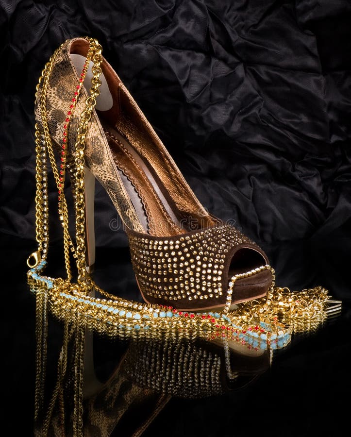 Shoe jewelry and perfume stock image. Image of footwear 35788743