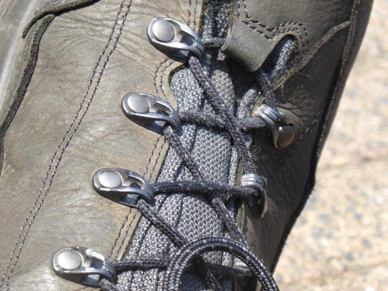 Shoe Laces on Mountain Shoe Closeup. Stock Image Image of laces, shoe