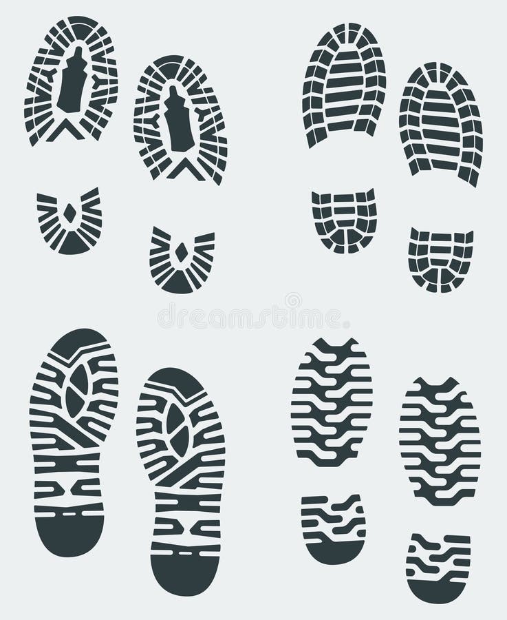 Scarpa stampa modelli di scarpe vari e di avvio gradini creati in Adobe Illustrator.