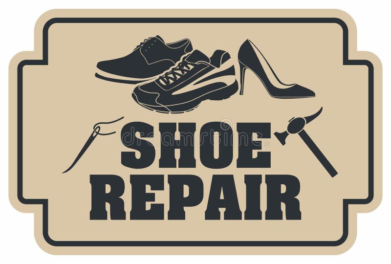 Shoe Repair Sign. Service Advertisement Stock Vector - Illustration of  trekking, sign: 200368999