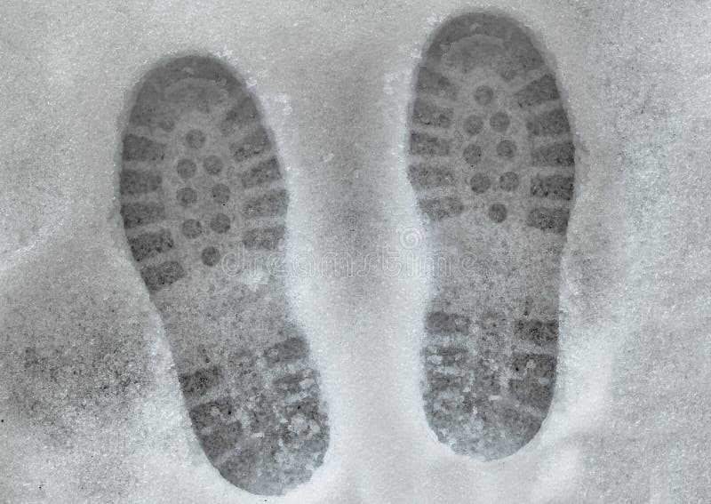 Shoeprints in melting snow