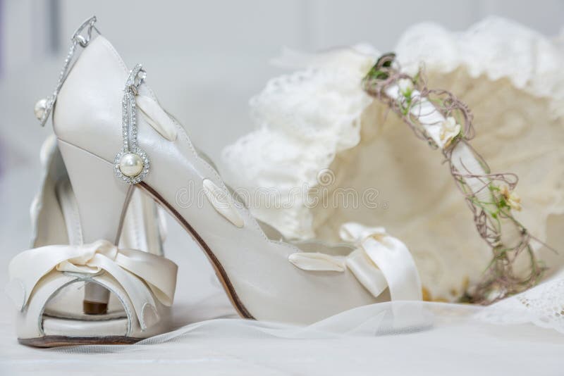 Bridal Shoes and Accessories Stock Image Image of bracelets, white