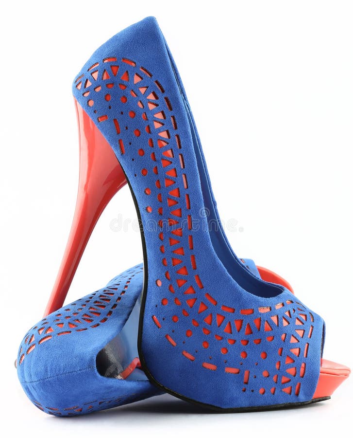Women's Orange and Blue Suede Office Heels Pointed Toe Pumps|FSJshoes
