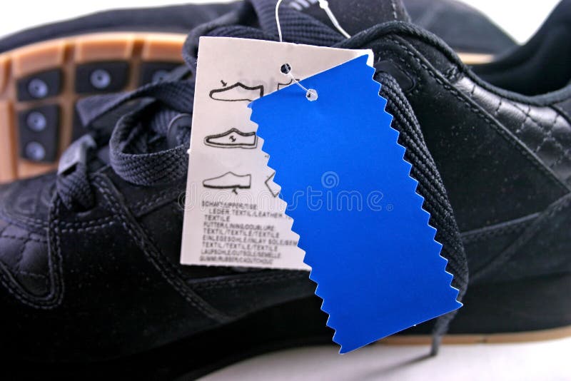 Shoes with blue tag