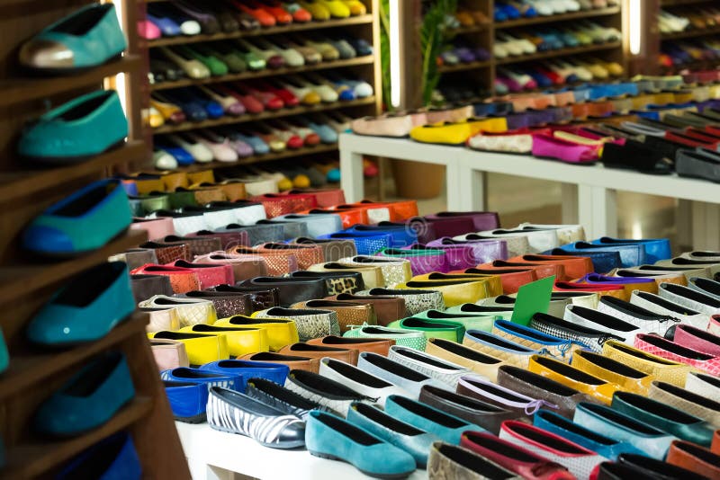 Shoes at apparel shop stock photo. Image of sale, inside 52856888
