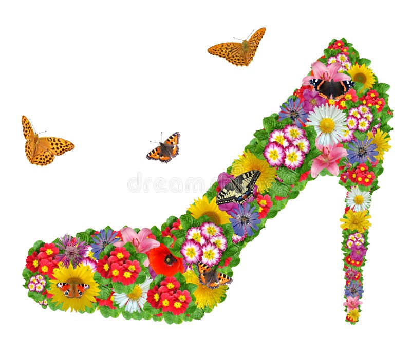Shoes from the flowers stock image. Image of modern, footwear 17508893