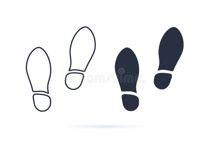 Shoes Footsteps icon vector. Pair of shoes on white background. New sneakers or boots concept symbol. Top view